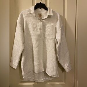 NWOT Chaser white sparkle button up shirt/ sweater in size medium